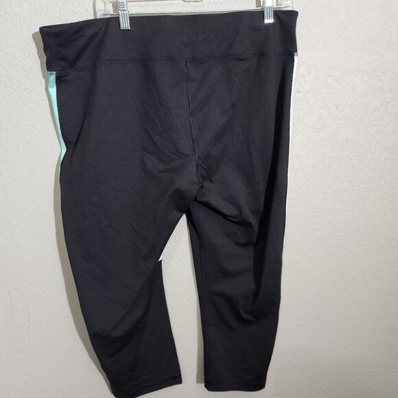 Fila Womens Black Capri Leggings Aqua White & Yellow Stripes Large Activewear - Picture 3 of 9